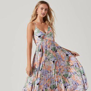 ASTR Floral Plisse Midi Dress Blythe